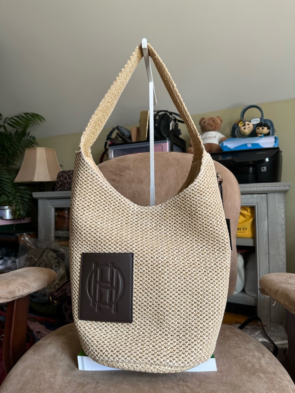 House of Harlow 1960 Raffia Woven Large Bucket Hobo Bag New with Tag